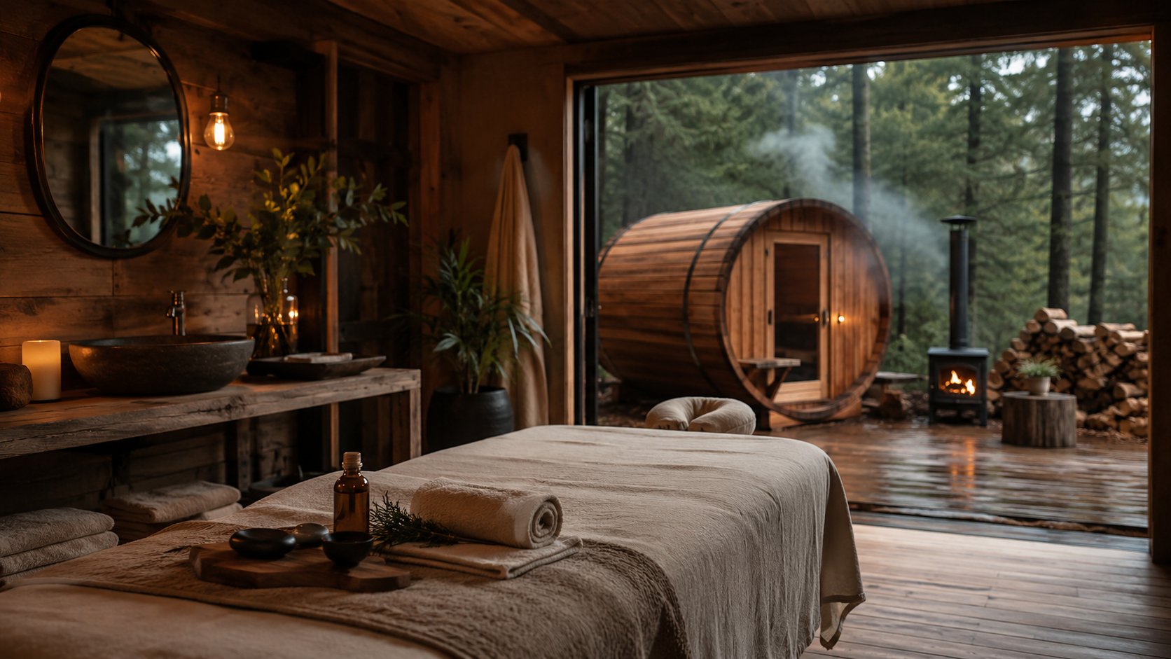 Treatment room set up in the gardens at Yarra Valley ECOSS