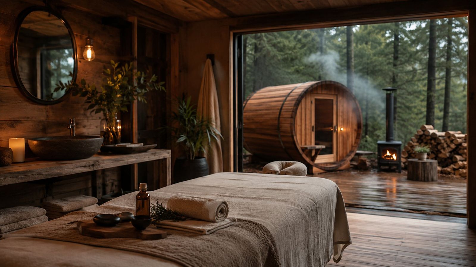 Treatment room set up in the gardens at Yarra Valley ECOSS